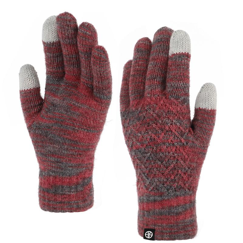 

Double-layer fleece thickened thermal gloves adult knitted gloves cycling outdoor cold-proof touch screen winter gloves One Size