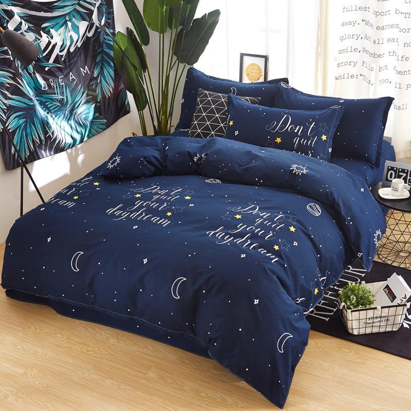 Autumn Winter Pure Cotton Brushed 4 Piece Bedding Set Simple Striped Thick Bed Sheet Duvet Cover All Cotton Bed Supplies 3 Piece Set With Pillowcase