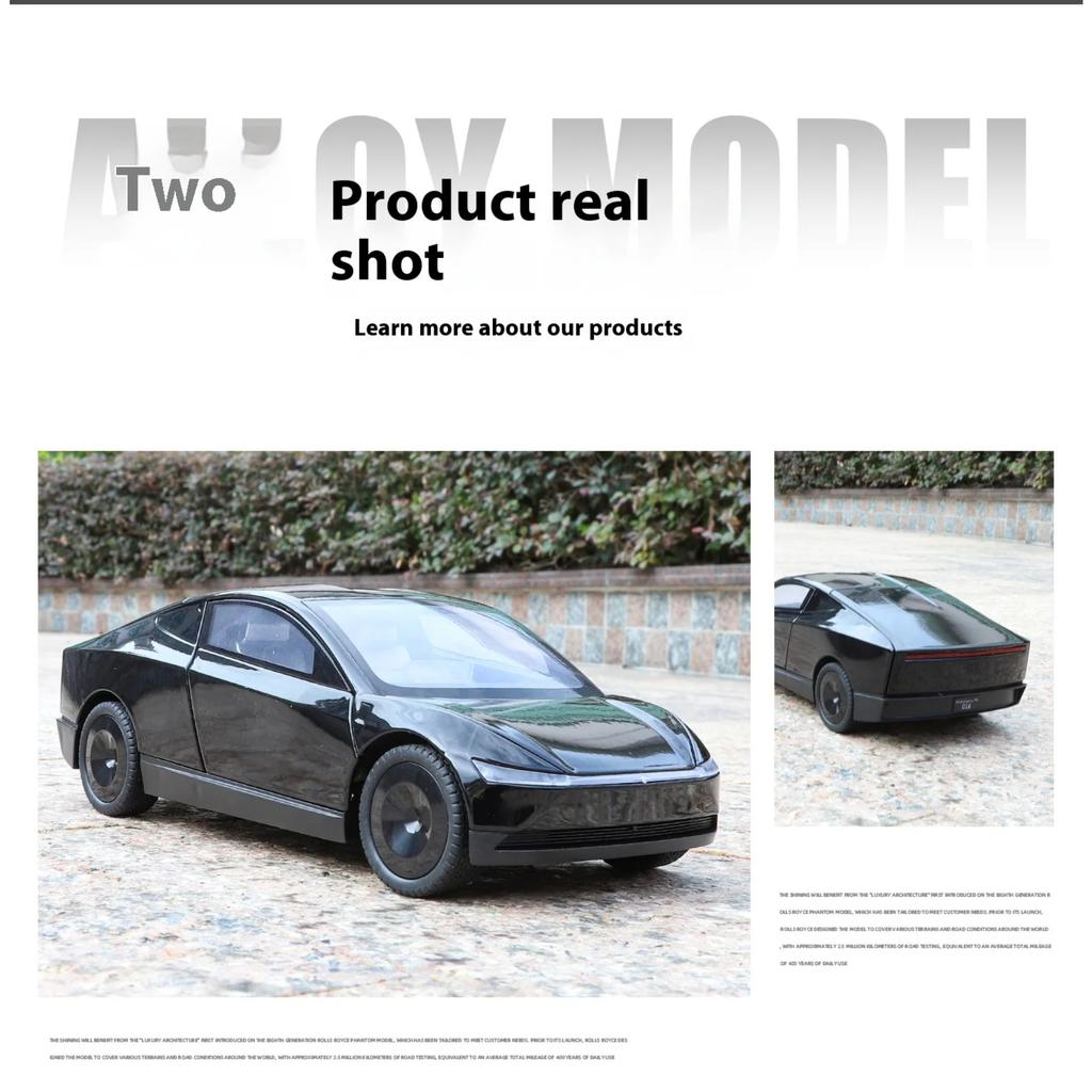 1/24 Legierung Die Cast Tesla ROBOTAXI Automodell Simulation Ton und Licht Ornament für Jungen Spielzeug Halloween Geschenk