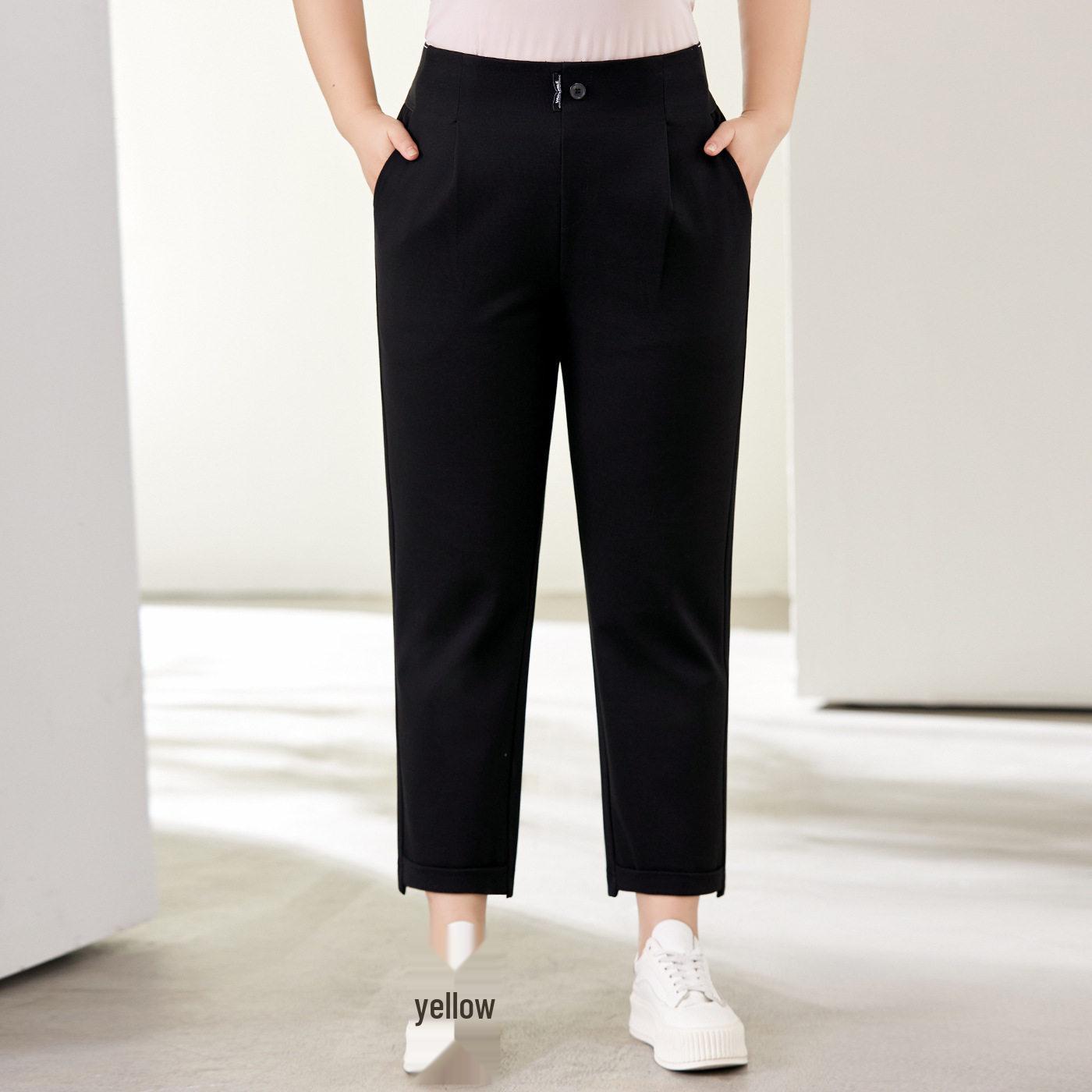 

Plus Size Women s High Waist Slimming Cropped Pants - Spring/Summer 2026 Straight Leg Commuting Cigarette Style 5XL [170-190 jin] чорний