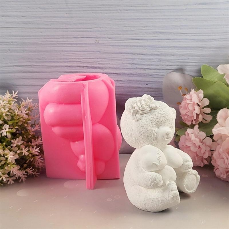 Flexible Silicone Mold Bear Figurine Shaped Candle Molds Scented Aromatherapys Making Mould Handmade Ornament Mould