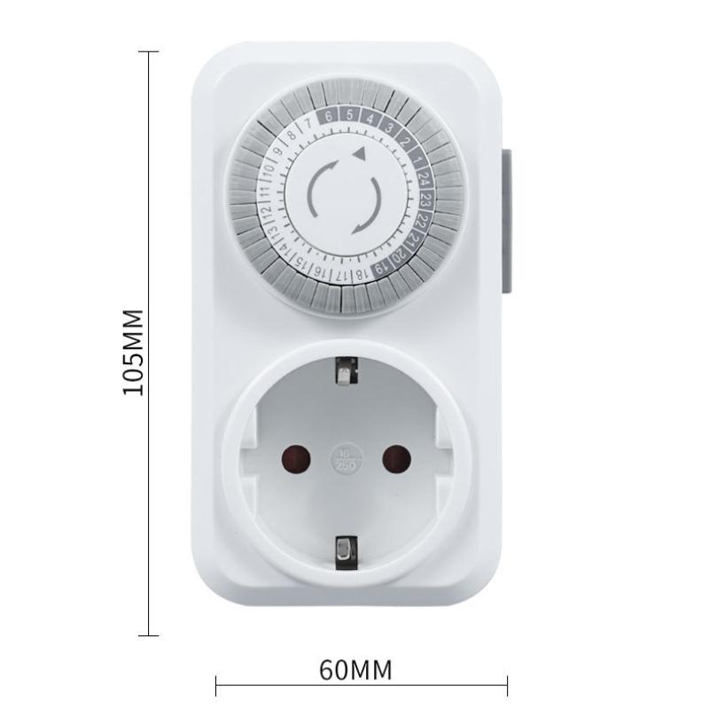 EU Plug Timing Socket 24-hours Cycle Switch Mechanical Timer Automatic Shutdown with Overload Protection 16A 3680W High-power