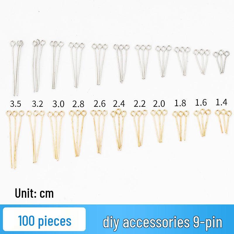 

100 Ручная работа DIY Многоспецифичные Девятисловные Иглы для Бисероплетения и Ювелирных Аксессуаров 1.4 cm