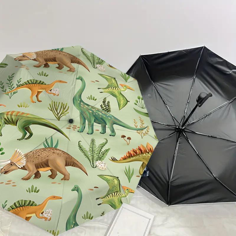 1PC dinosaur patternAutomatic Open/Close Umbrella with Windproof, 8-Rib Sturdy Canopy, Durable Ribs, Fashionable Design, Outdoor Accessory, Fun Prin,