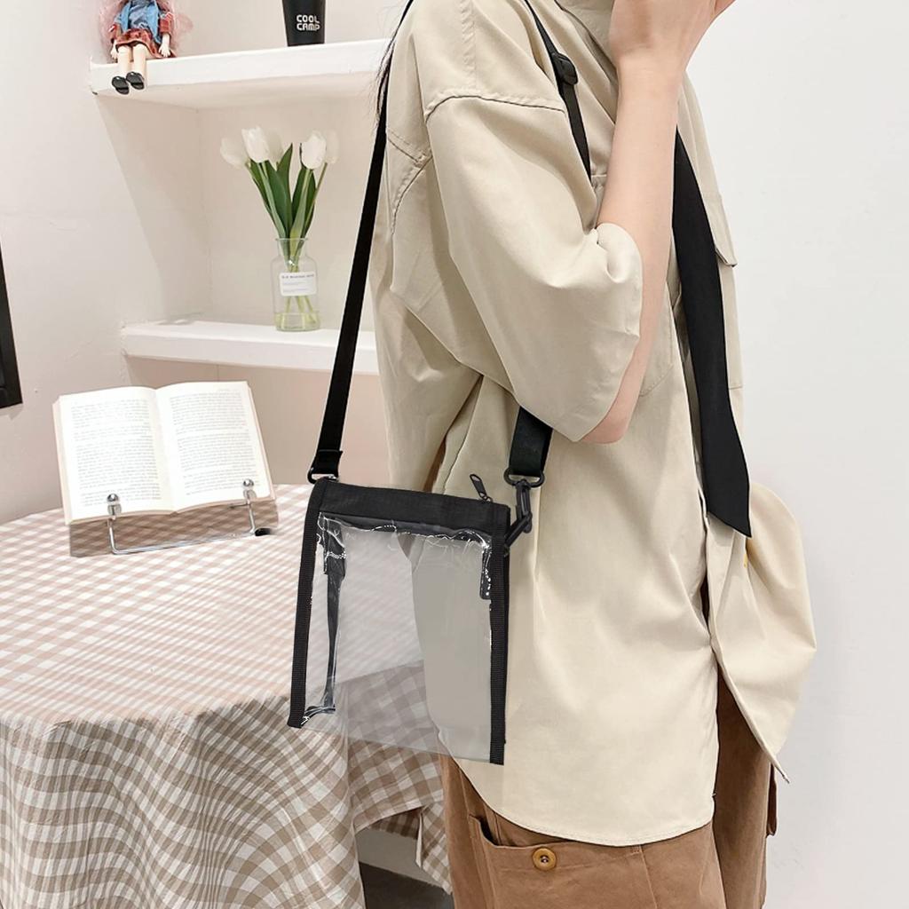 Enkrio Clear Transparent Crossbody Shoulder Clear Waterproof for Travel and Size Small Bag, Bag, Bag, Pouch, Pouch, Commuting,