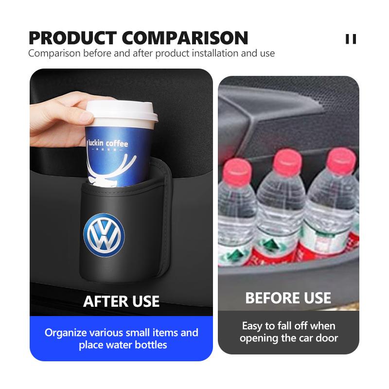 Car Leather Side Door Cup Holder Wear-Resistant Waterproof For Volkswagen VW Scirocco Passat Polo B5 B6 B7 CC Tiguan Sharan
