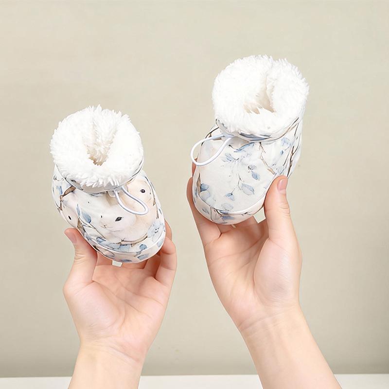 Non-Slip Fleece Baby Shoes for 0-1 Year Old Boys & Girls, Pre-Walking Foot Covers, 6-12 Months