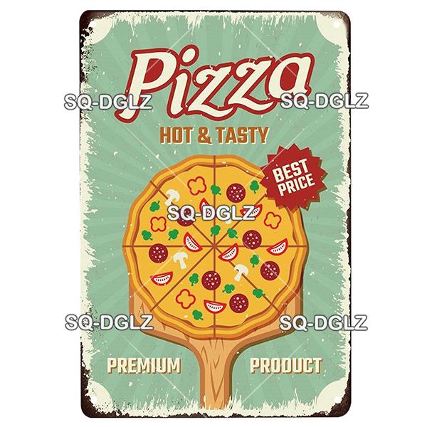 Vintage Metal Tin Sign Pizza Party Wall Decor Retro Kitchen Cafe Bar Home Plaque