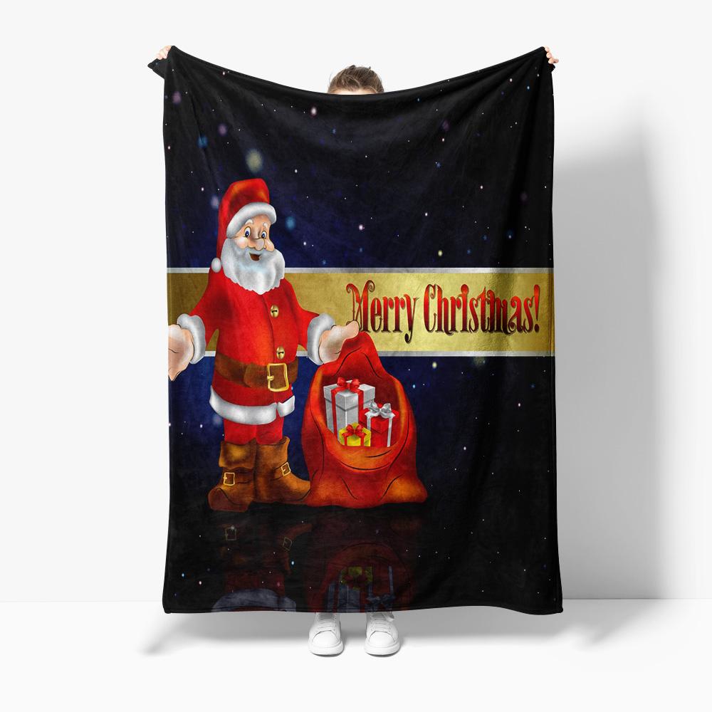 Festive Santa Claus Throw Blanket Cozy Christmas Home Decor Holiday Gift Warm Reversible Plush Soft Decorative Bedding