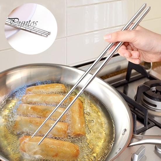 Kitchen Stainless Steel Non-slip Fried Hot Pot Noodles 14inch Long Chopsticks