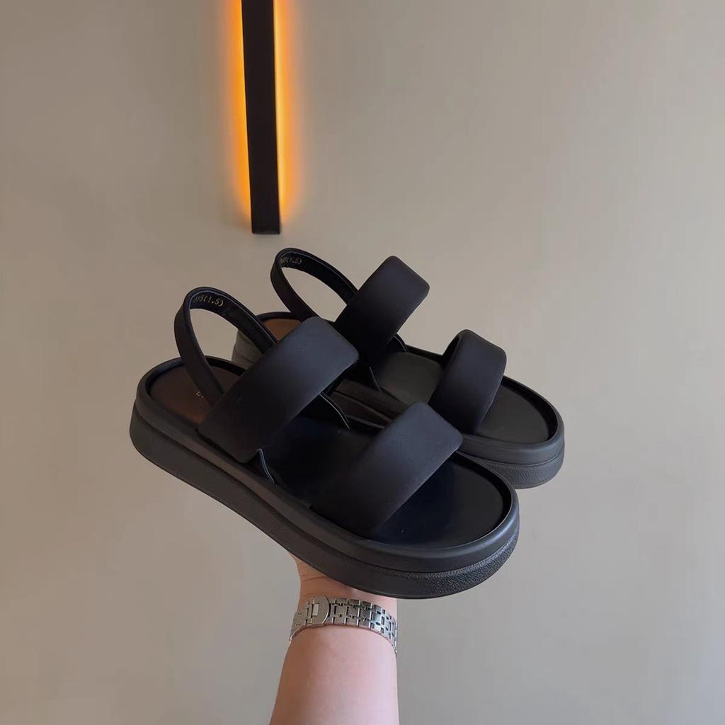 Platform women's slippers popular casual beach women's simple sandals 2025 spring and summer new one-word belt women's sandals