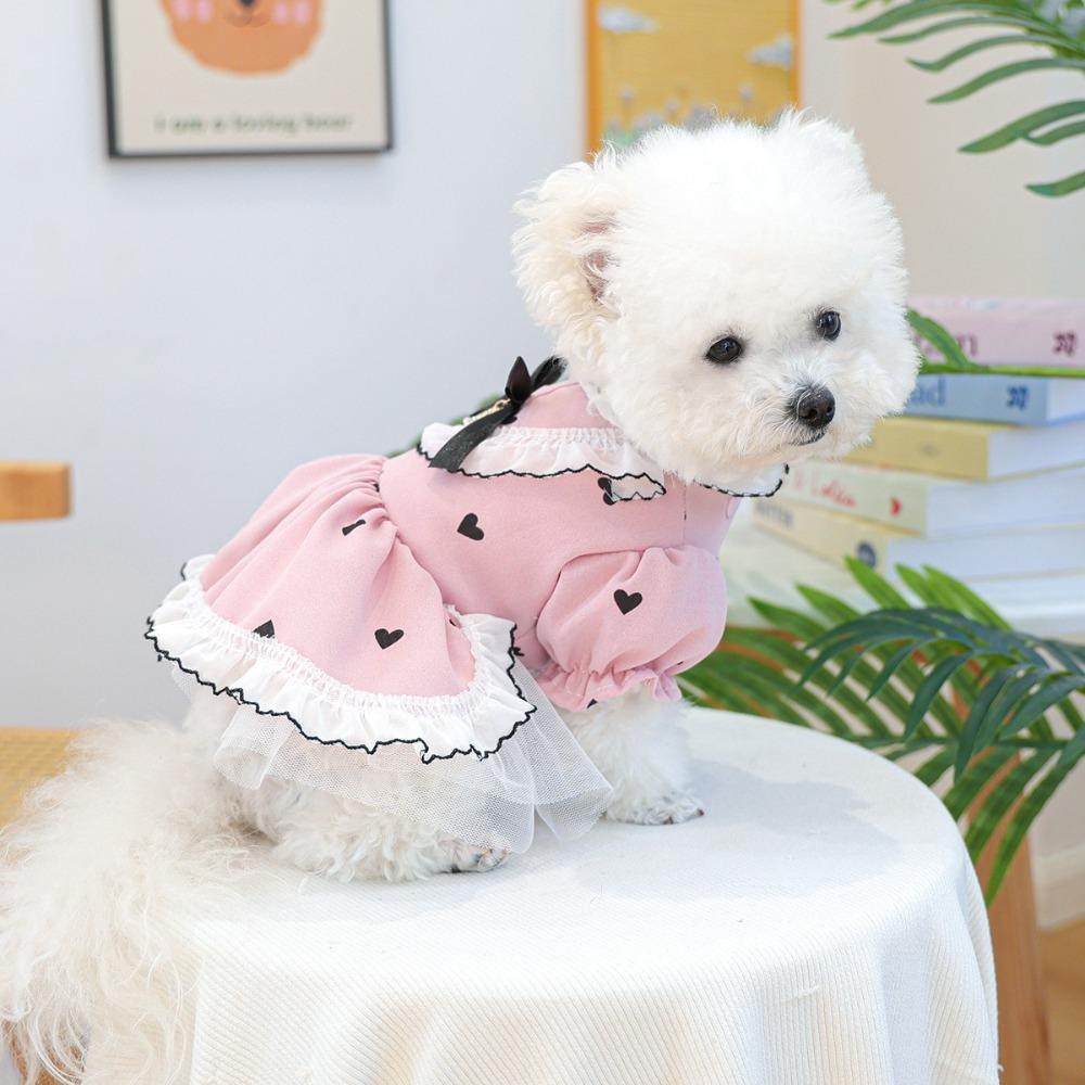 Cute Pet Puppy Clothing Breathable Dog Fluffy Skirt Stylish Dog Princess Dress  Birthday Party