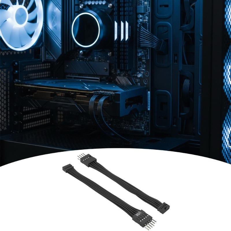 ABS Metal PVC Construction 9Pin To 10Pin USB Adapter Cable For Computer Motherboards Linkage Long Performances