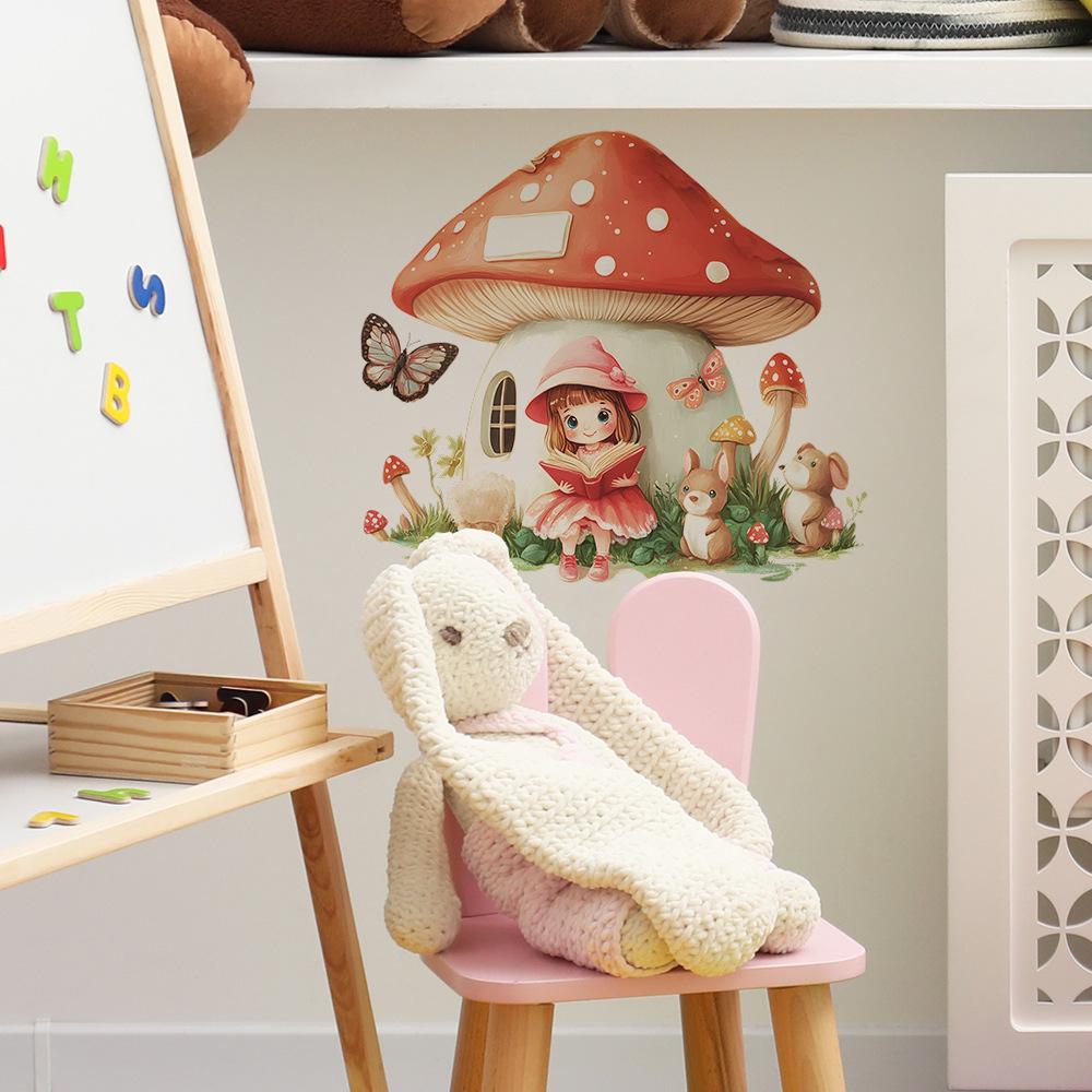 The Little Girl's Mushroom House Bedroom Living Room Home Wall Background, Beautification and Decoration Wall Stickers