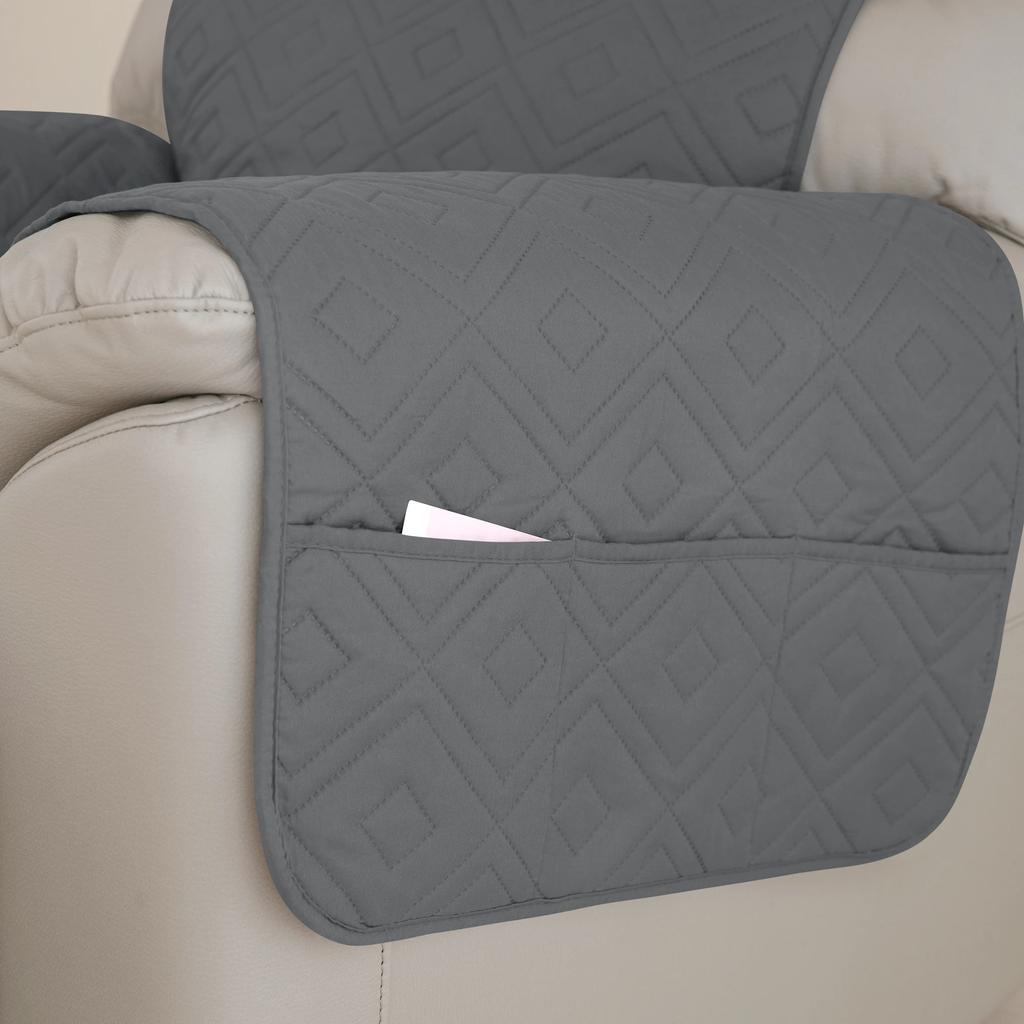 Quilted Recliner Sofa Cover Water Repellent Reclining Chair Covers Pet Kid Dogs Mat Armchairs Slipcovers with Elastic Strap