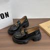 Small Leather Shoes Women's British Style Summer 2025 New One-pedal Lazy Loafers Platform Thick Heel Heightening Single Shoes