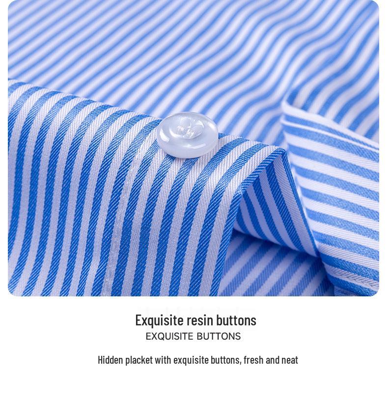 Men's 2024 Modal Striped Long Sleeve Stretch Shirt - Hidden Placket, Wrinkle-Resistant