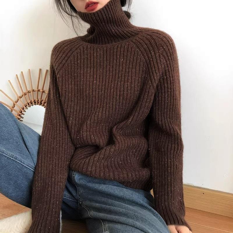 Lazy Soft Loose High Neck Pullover Sweater Women's Autumn and Winter Knitted Bottoming Shirt