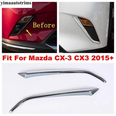 ABS Chrome Bande de Couvercle Sourcil Paupière Lampe Antibrouillard Avant de Voiture Pour Mazda CX-3 CX3 2015 - Accessoires de Voiture Kit Extérieur