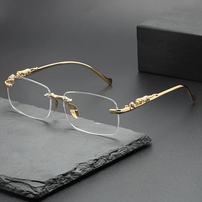 Fashionable square rimless metal glasses suitable for men and women summer decoration suitable for Valentine's Day birthday gift