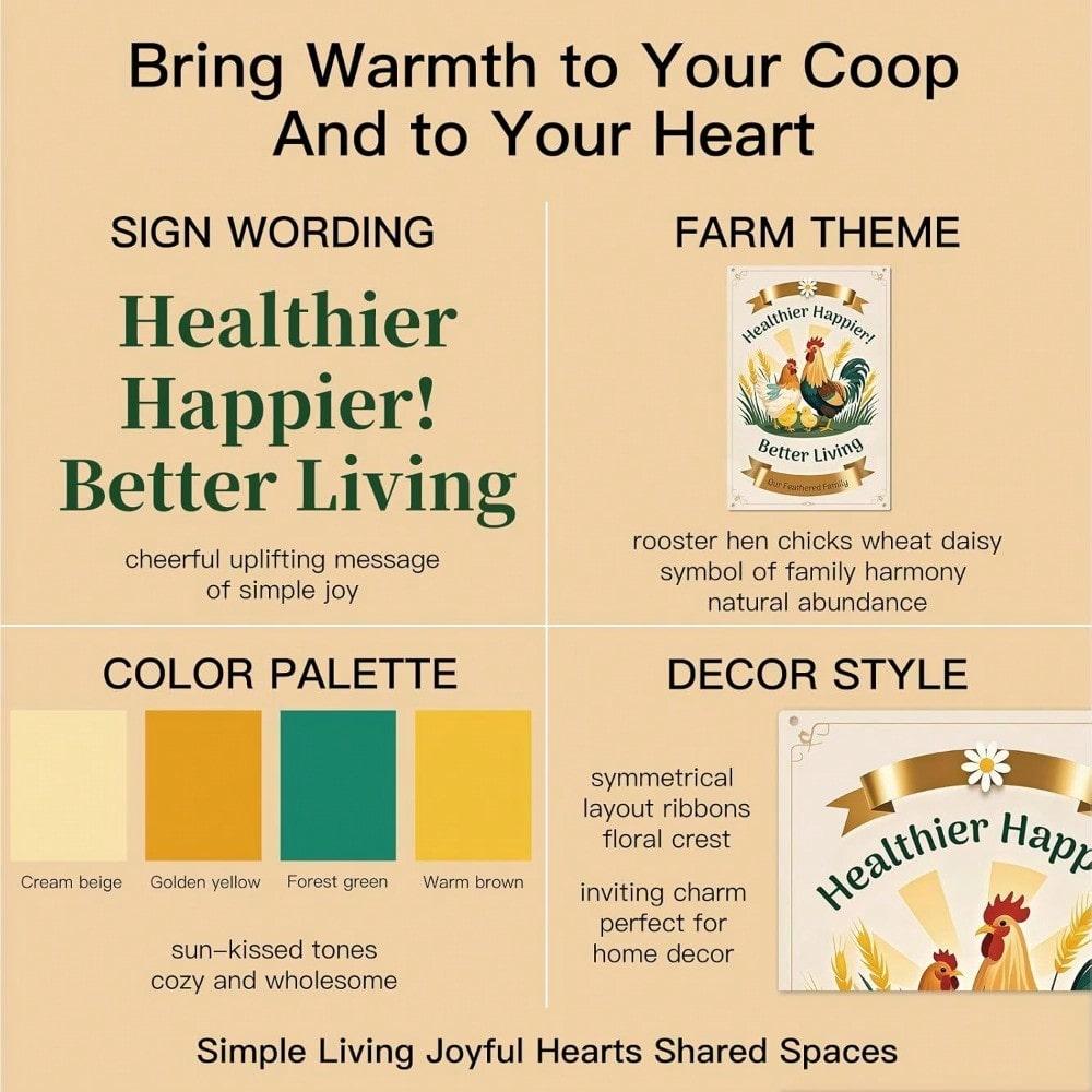 Rustic Farm Poultry Metal Plaque, Vintage "Our Feathered Family" Chicken Decor, Home Art Accent forFarmer&Country Lifestyle Fans