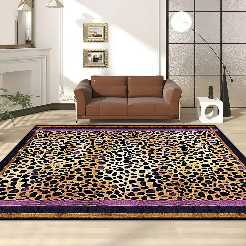 American Style Leopard Print Living Room Carpet Modern Decoration Sofa Area Easy Clean Rug Home Bedroom Entrance Door Mat