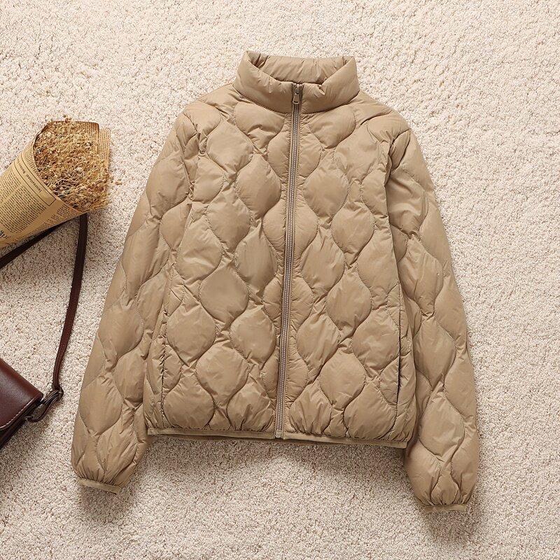 New Autumn and Winter Light Down Jacket Women's Short Hooded V-neck Loose Warm Jacket Type Light