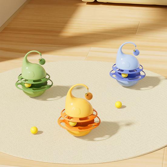 Interactive Tumbler Cat Toy Funny Puzzle Cat Food Dispenser with Fluffy Ball And Bell Self Play Kitten Enrichment Toy for Indoor Cats