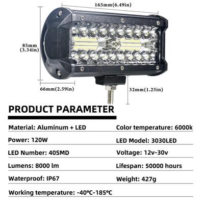 For Off-road Adventure LED Light Bar Spotlight Easy Tall Motorcycle Light LED Light Bar Black Plastic Housing