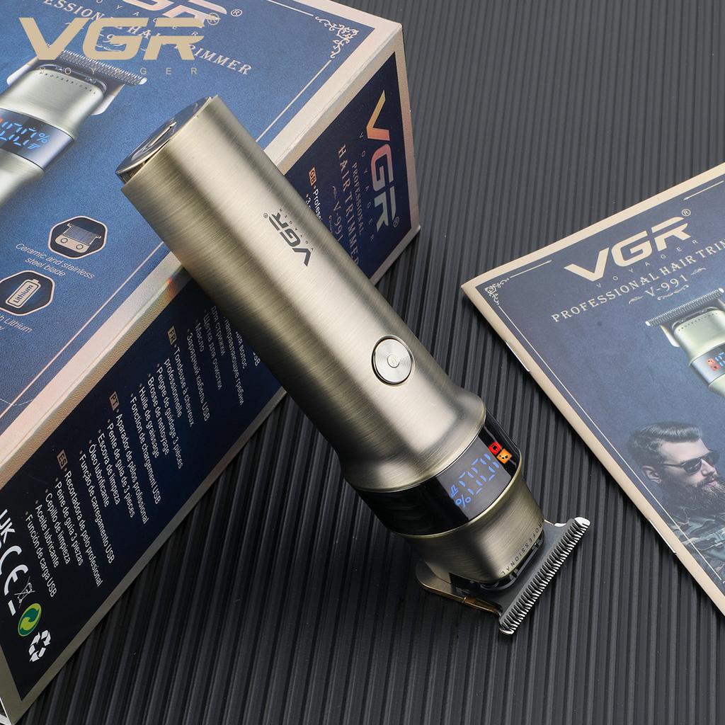 VGR V-991 Hair Trimmer Professional Hair Clipper with LED Digital Display Rechargeable Clipper Barber Electric Trimmer for Men Home Razor Shaver