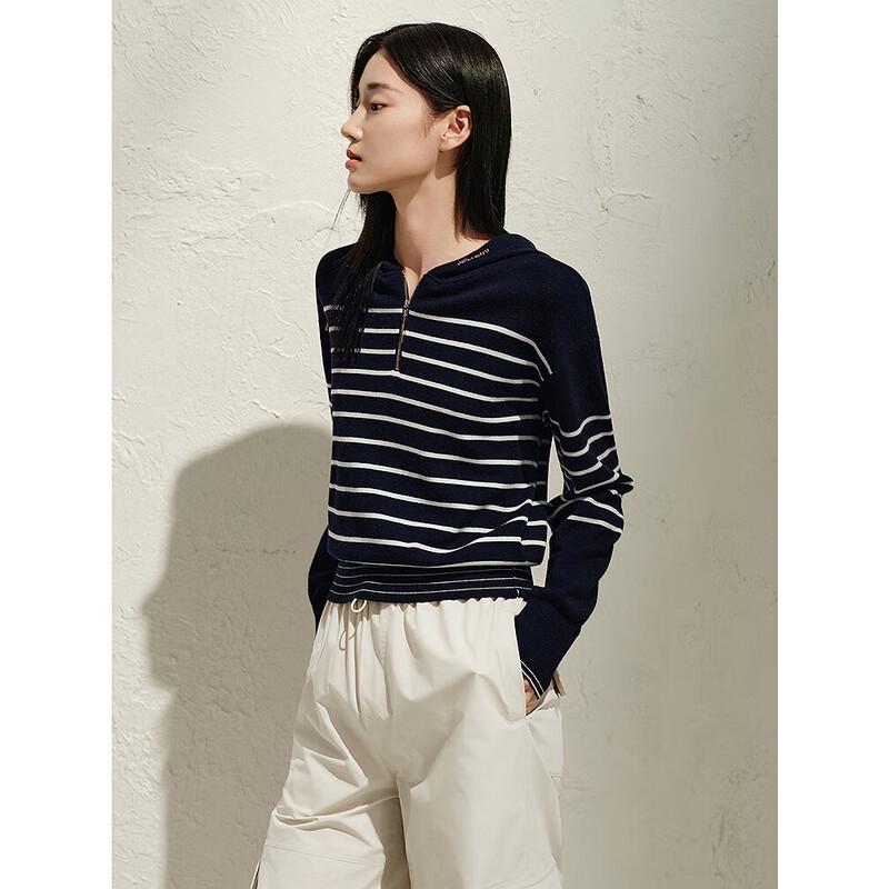 JZ Annaou Women's Striped Hooded Knit Pullover