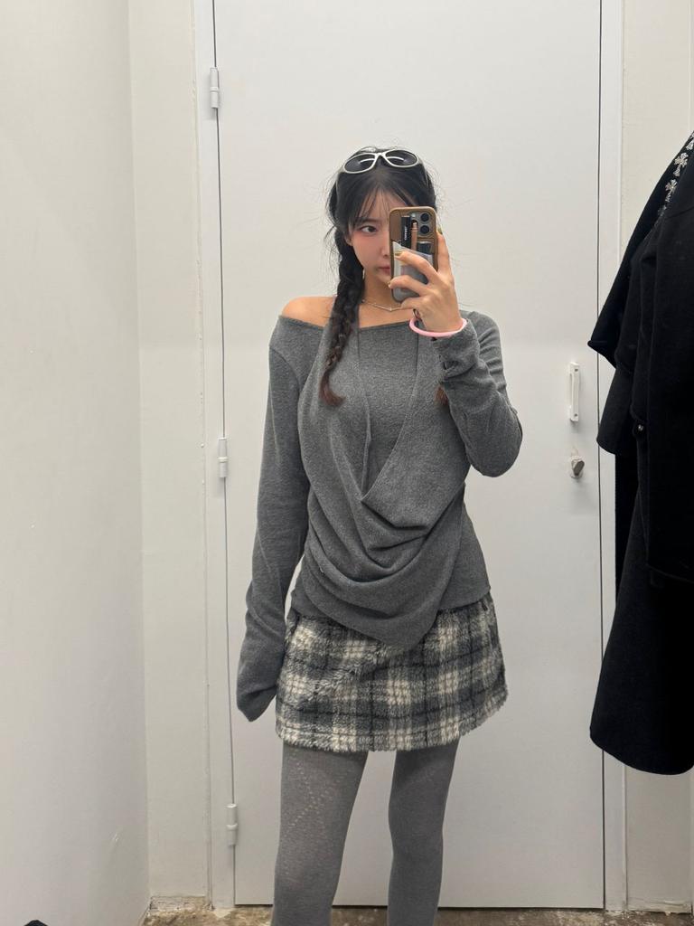 HHIPS Layered Halter Neck Long Sleeve (Gray)