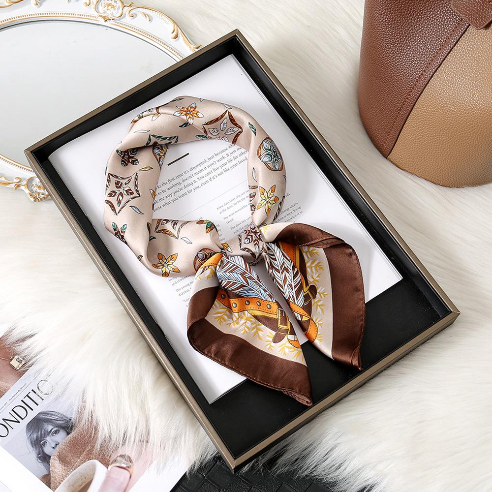 Korean Internet celebrity versatile fashion floral 70 simulation silk square scarf scarf high-end polka dot neck silk scarf 70*70CM