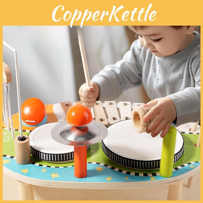Hölzernes Multifunktions-Trommel-Musikstation für Kinder Lernspielzeug Spielzimmerdeko