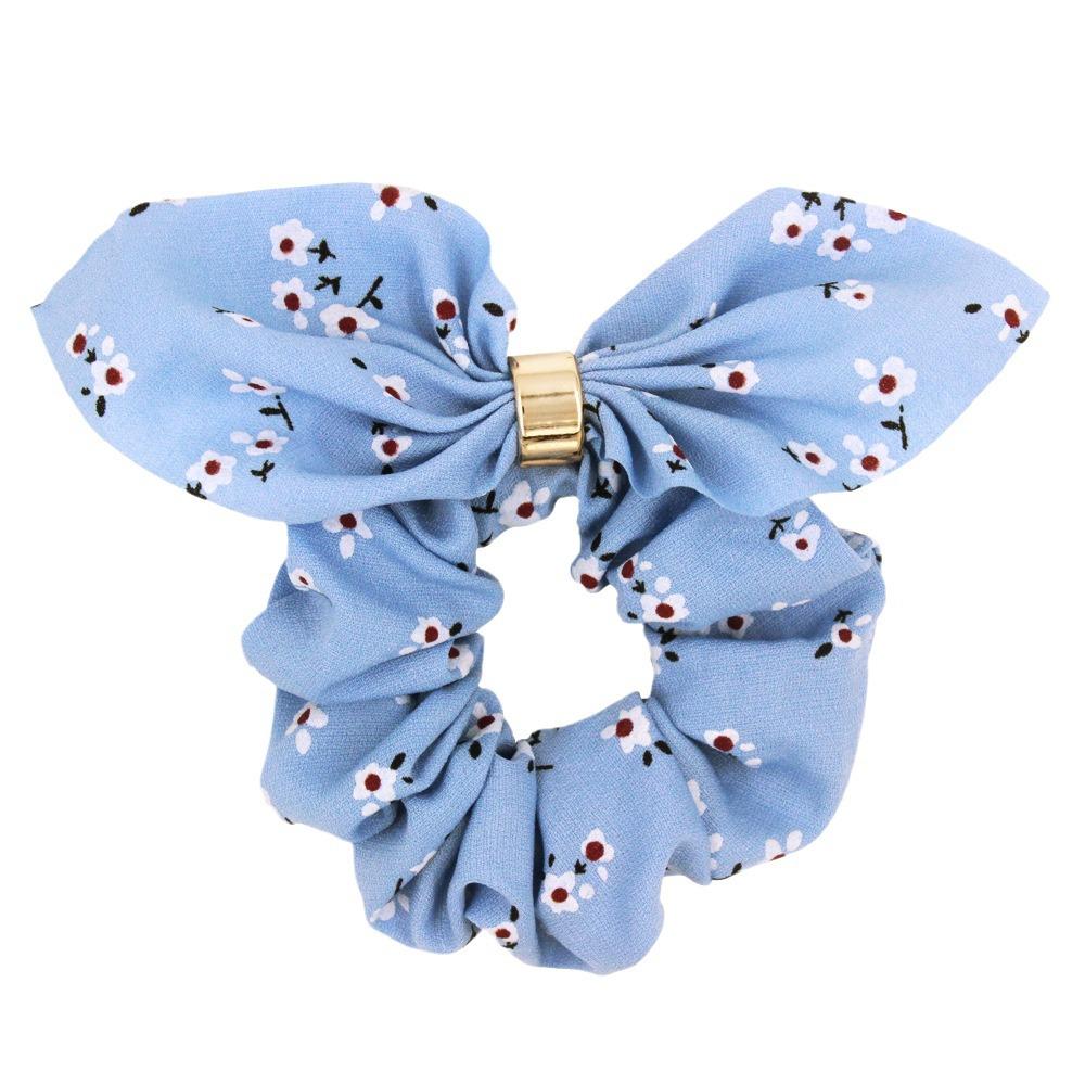 Chouchou en coton floral coréen avec oreilles de lapin pour filles