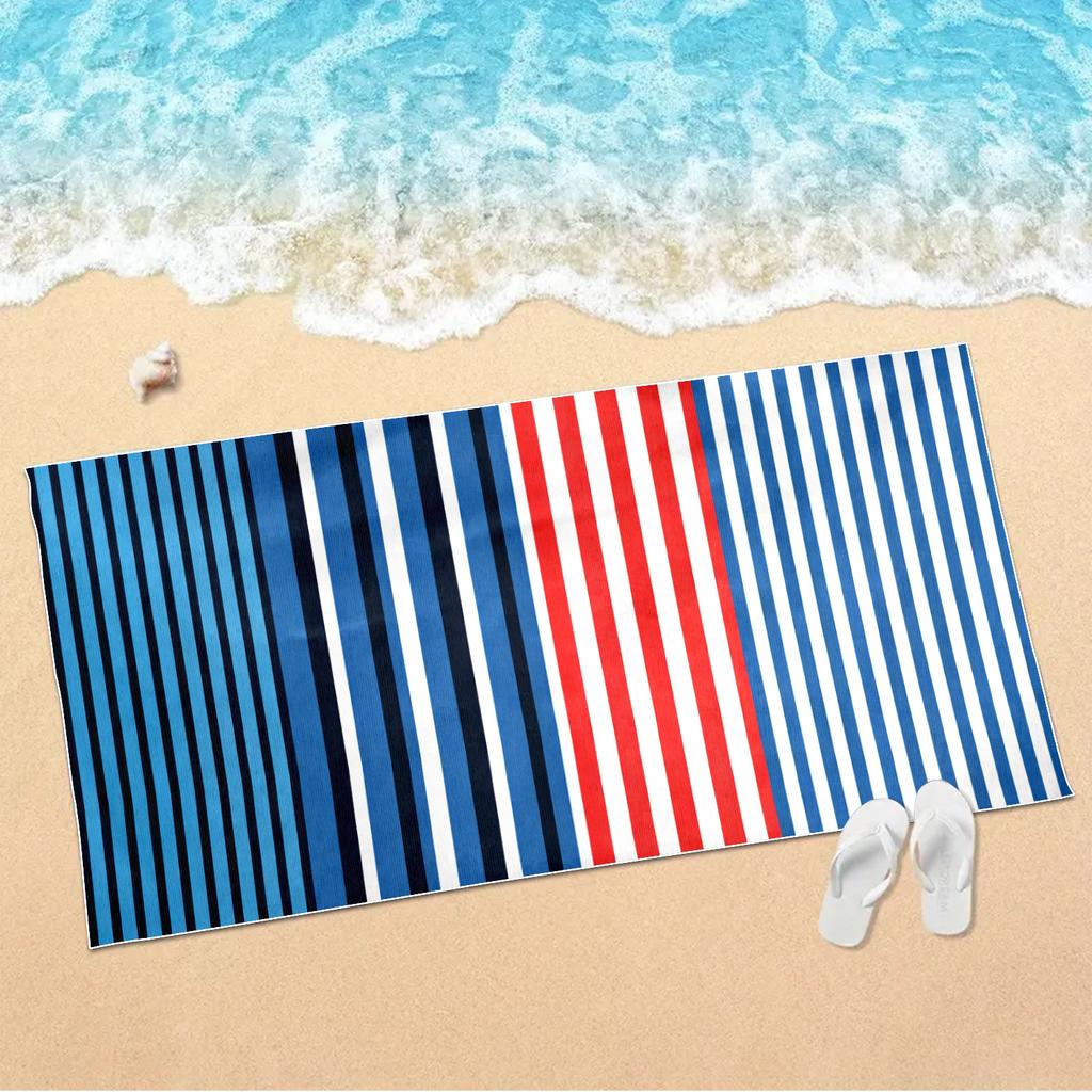 Color Blocking Diagonal Stripe Splicing Beach Towel, Ultra-fine Fiber Absorbent Bath Towel, Swimming Pool Special Large Towel