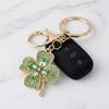 Four Leaf Clover Keychain Rhinestone Lucky Four Leaves Clover Keychain with Lobster Clasp Sparkling Good Luck Charm Gift for Women