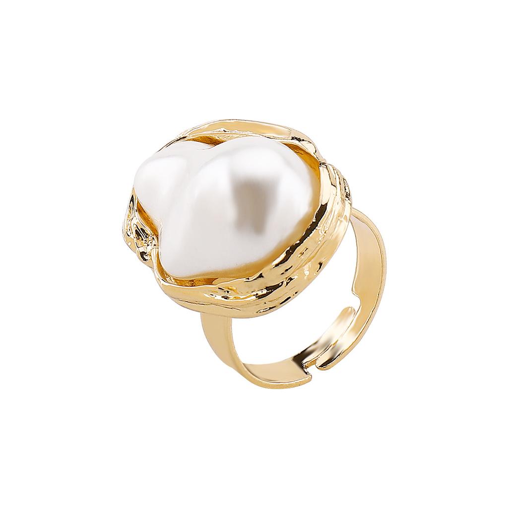 European and American Baroque Geometric Pearl Flower Jewelry Set Retro Temperament Earrings Bracelet Necklace Ring