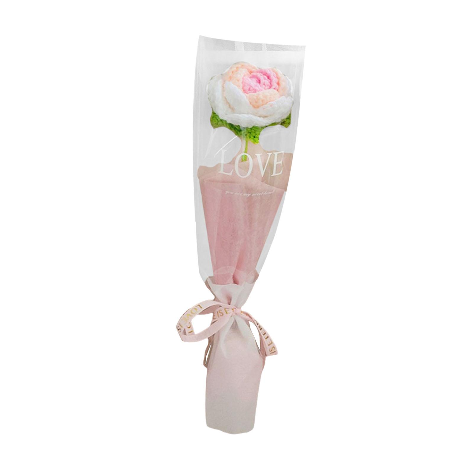 Вязаный крючком букет цветов Ручной работы вязаный букет Готовый Креативный Декоративный розовый