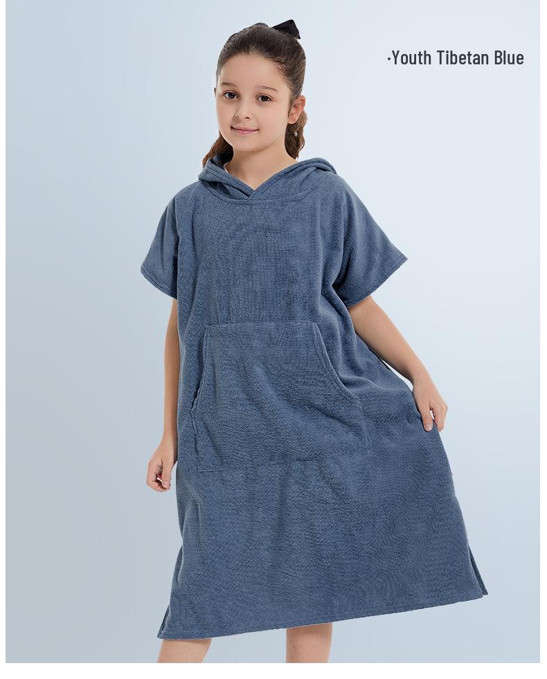 Microfiber Kids' Quick-Dry Hooded Bath Poncho Towel for Swimming and Surfing - Windproof and Warm