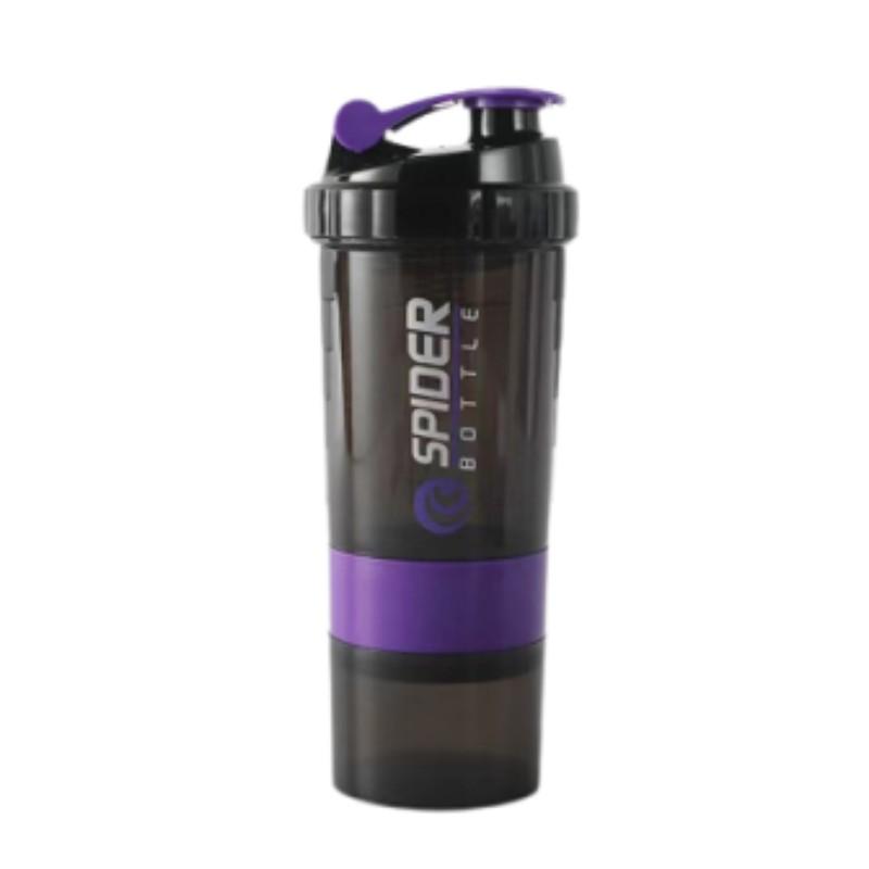 

Sport 600ml Gym Protein Shaker Cup Three Layers With Spring Plastic Bottle Mixer фіолетовий