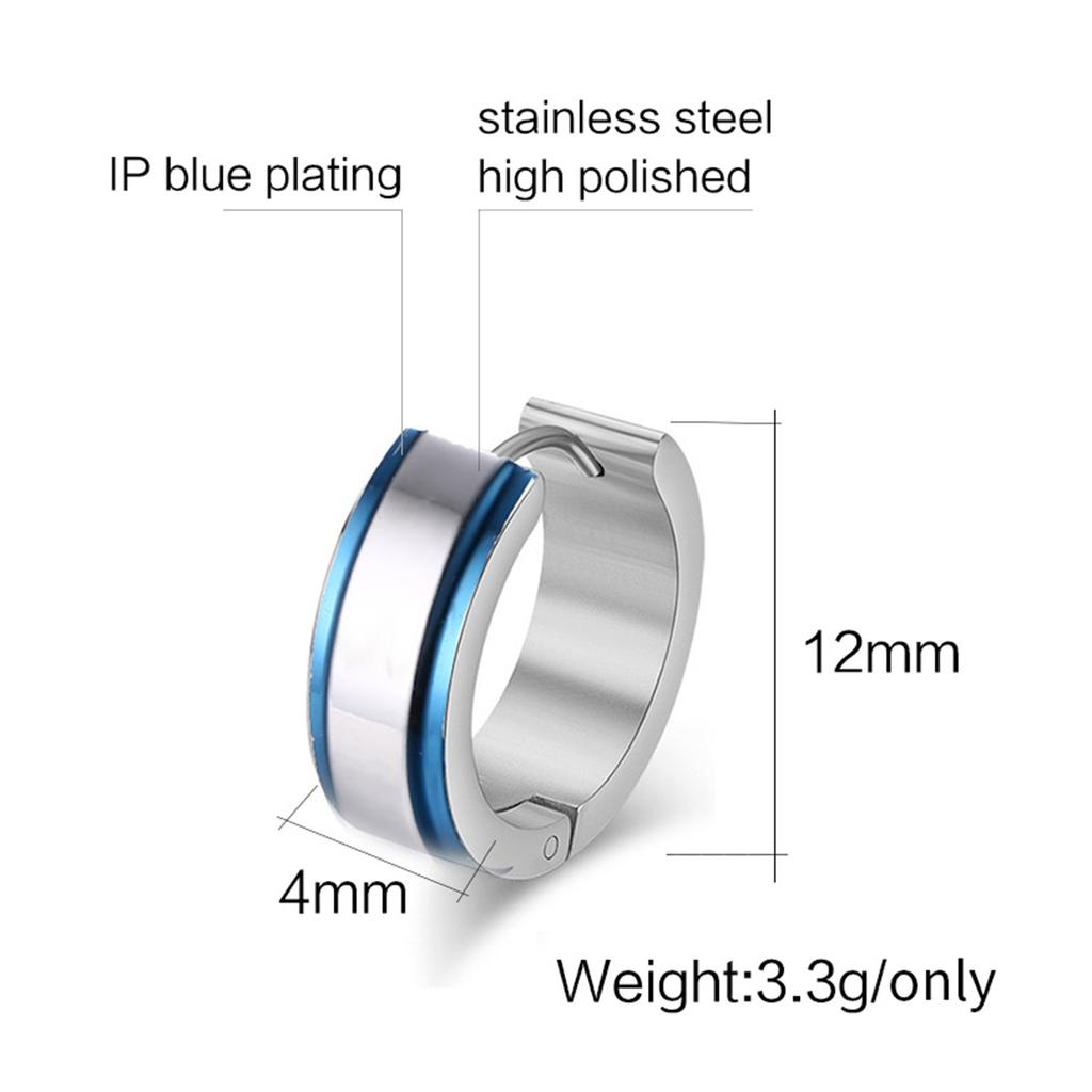 Fashion Punk Huggies Earrings for Men, Silver Color Stainless Steel Small Hoop Earring, Hypoallergenic Piercing Jewelry