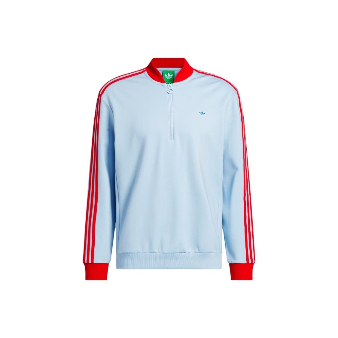adidas Originals versatile striped long-sleeve sweatshirt for men, sky blue L