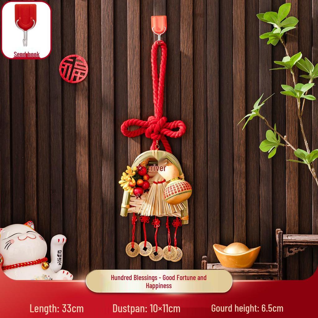 2025 New Style Housewarming Chinese Knot Gourd Fu Character Broom Pendant for New Year Entrance Decor