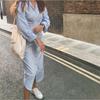 South Korea Ins Style British Museum Letter Print Thin Cotton Grey Cloth Bag Simple All-matching Shoulder
