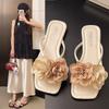 Holiday Style Flower Toe Cool Slippers Women's Summer Wear Flip-flops Beach Shoes Flat Slippers Large Size