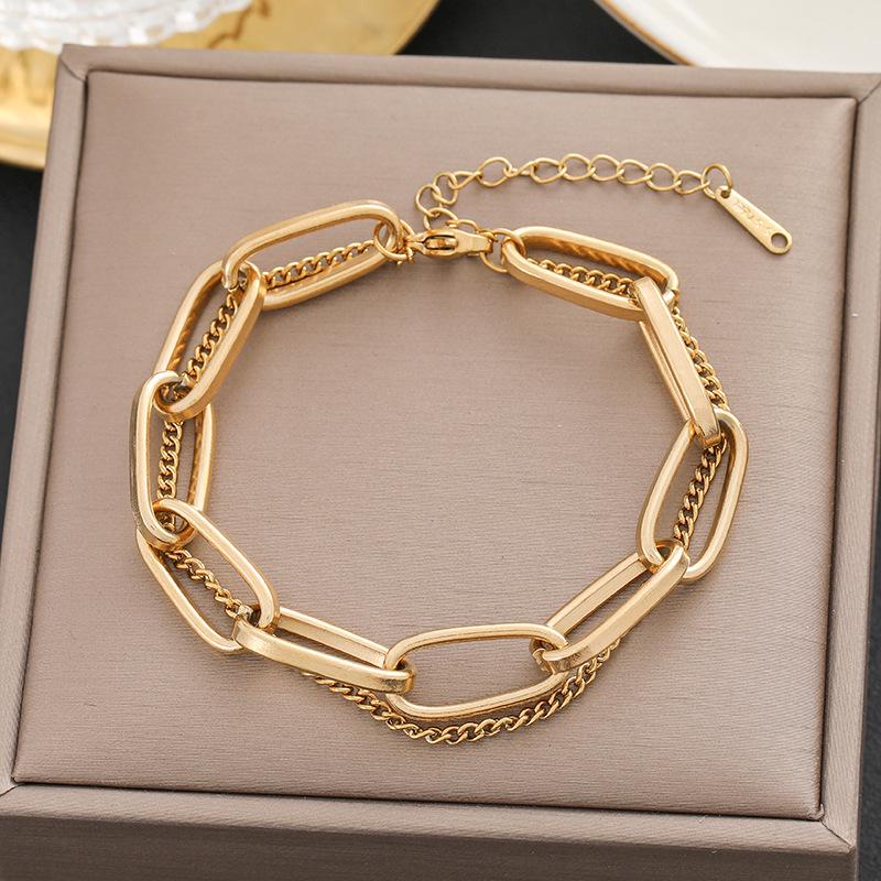 Meichen 18k Gold Non-Fading Titanium Steel Women's Fashion Bracelets - Simple, Versatile, Trendy European and American Style.