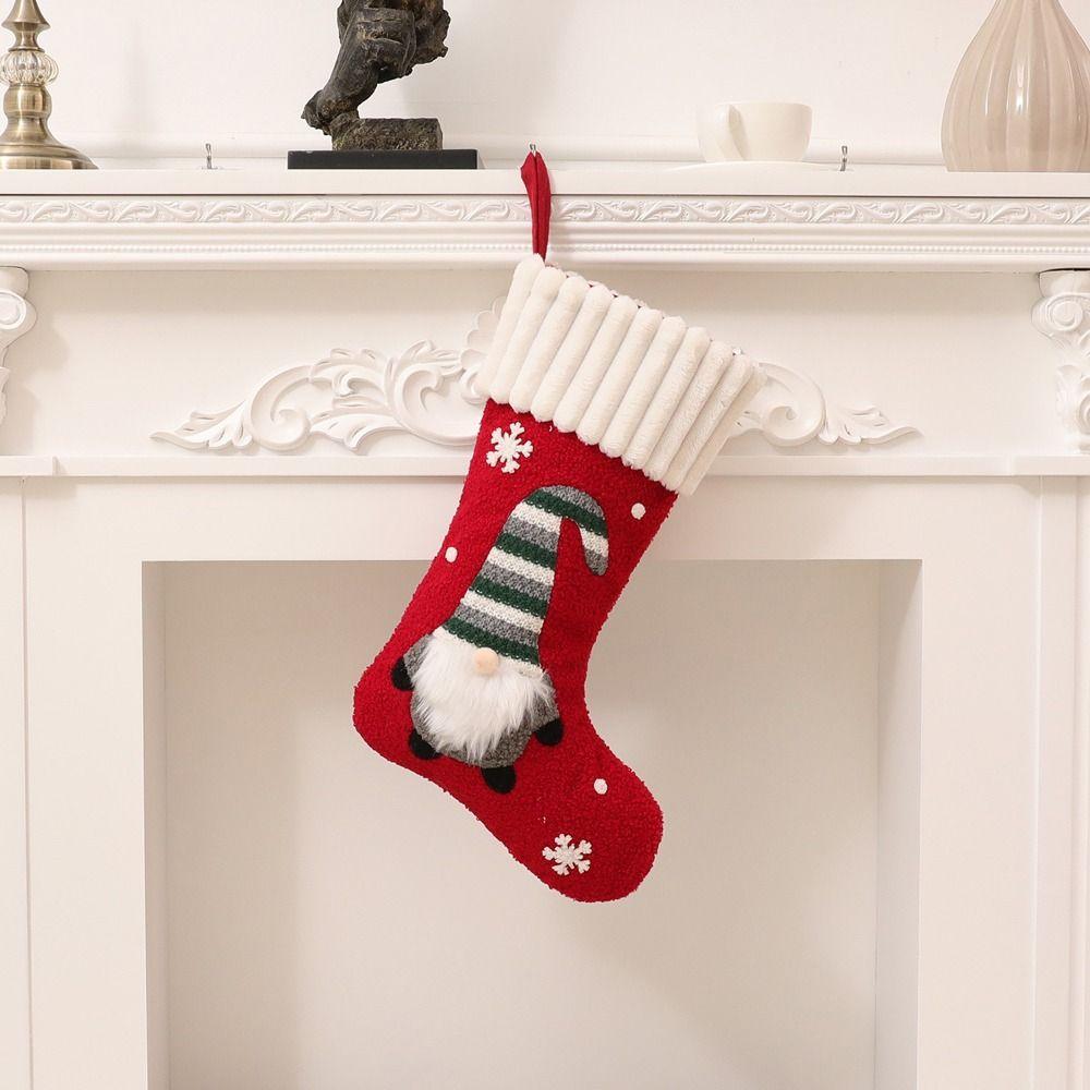 Bag Pocket Hanging Christmas Gift Santa Claus Sock Christmas Stocking Gift Bag Christmas Tree Decor