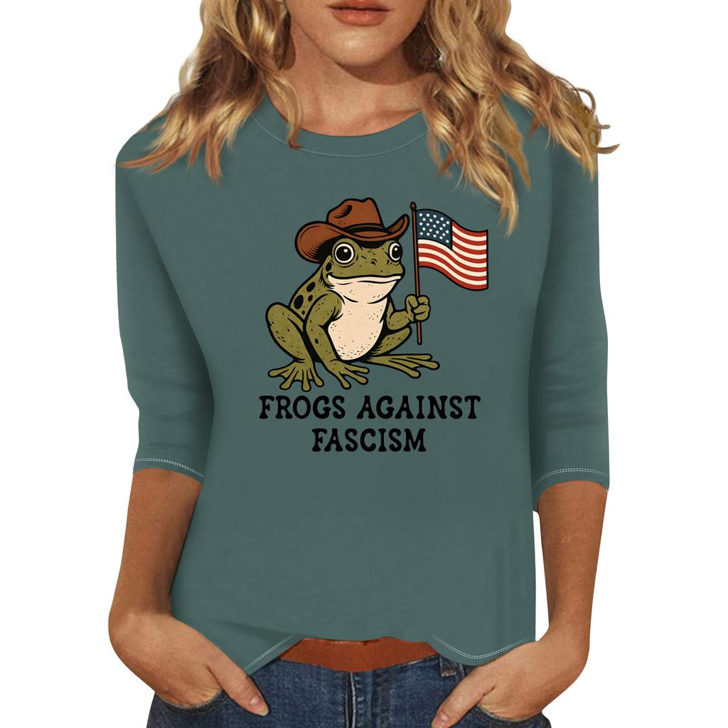 Women's Fashionable Casual Three-quarter Sleeve Round Neck Top