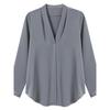 Fashion Style Spring and Autumn Work Clothing Ol Business Wear V-neck Slimming Pure Color All-Matching Fashion Long Sleeve Shirt Top Women